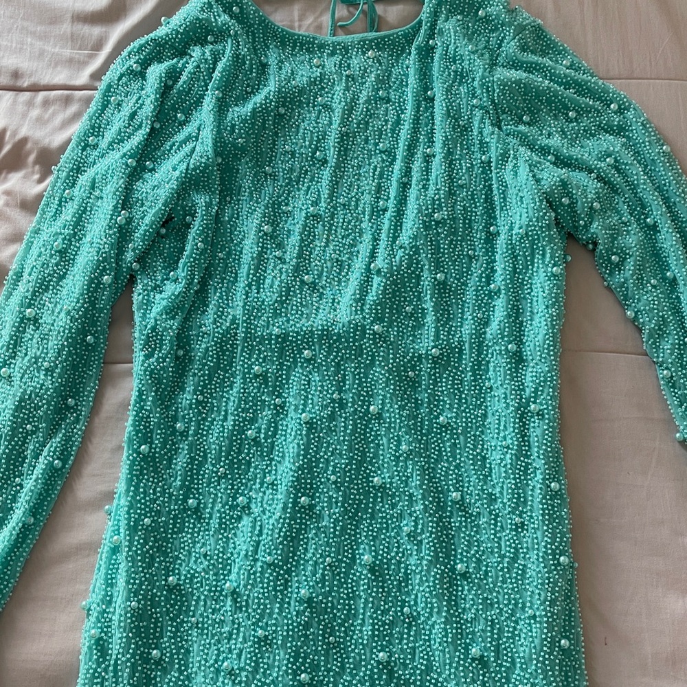Oh Polly Aqua Beaded Dress